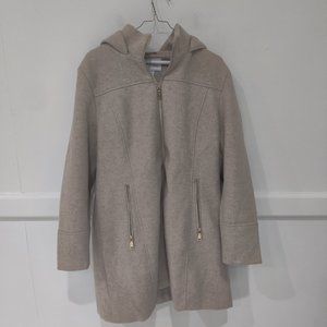 NWoT TWO Vince Camuto Women's Full Zip Hooded City Coat Cream Size XL $180 7D065